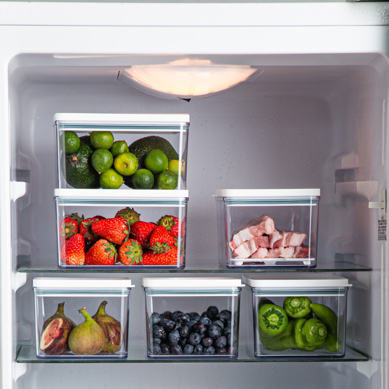 厨房冰箱沥水收纳盒食品级透明塑料密封储物盒分格层叠冷冻保鲜盒