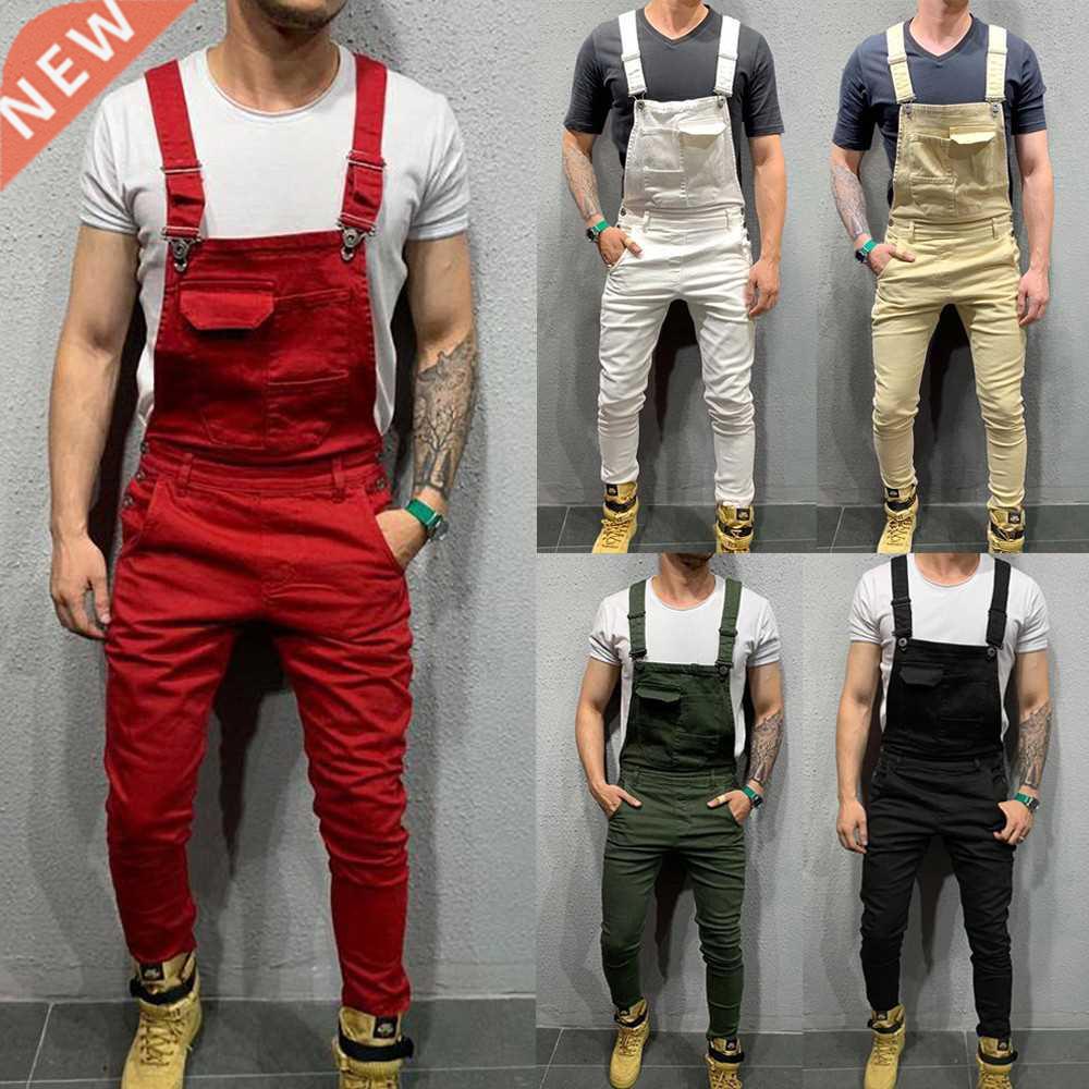 Mens Jeans Overalls Denim Dungaree Bib Overalls Male Jumpsui