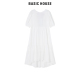 Basic House/百家好气质通勤连衣裙2024夏季新款收腰显瘦白色裙子