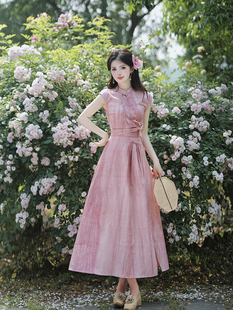 新中式国风甜美气质设计感褶皱年轻款少女连衣裙女夏季新款高级感