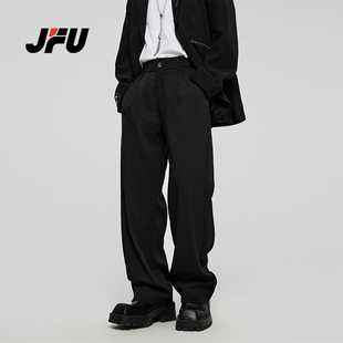 JFU 美式褶皱西装裤男款春夏季新款直筒垂感阔腿休闲裤cleanfit潮