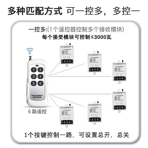 一拖多路控制器220v灯展厅智能3三4四路6六12路15路8无线遥控开关