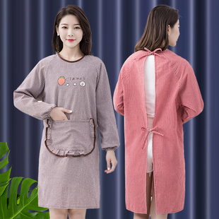 围裙家用厨房纯棉长袖时尚女韩版洋气2024新款工作服夏季薄款罩衣