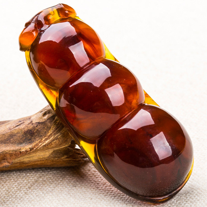 24.6g天恒纯天然缅甸琥珀 棕珀【财豆】挂件