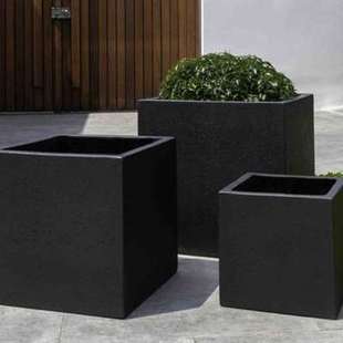 现代水泥大花盆黑色方形落地简约北欧高陶瓷长方形绿植量天尺特大