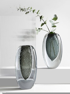 销简约现代创意玻璃花瓶轻奢样板间琉璃工艺软装饰客厅玄关插花厂