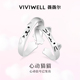 VIVIWELL心动猫猫 可爱小猫和小狗情侣对戒小众高级感925纯银戒指