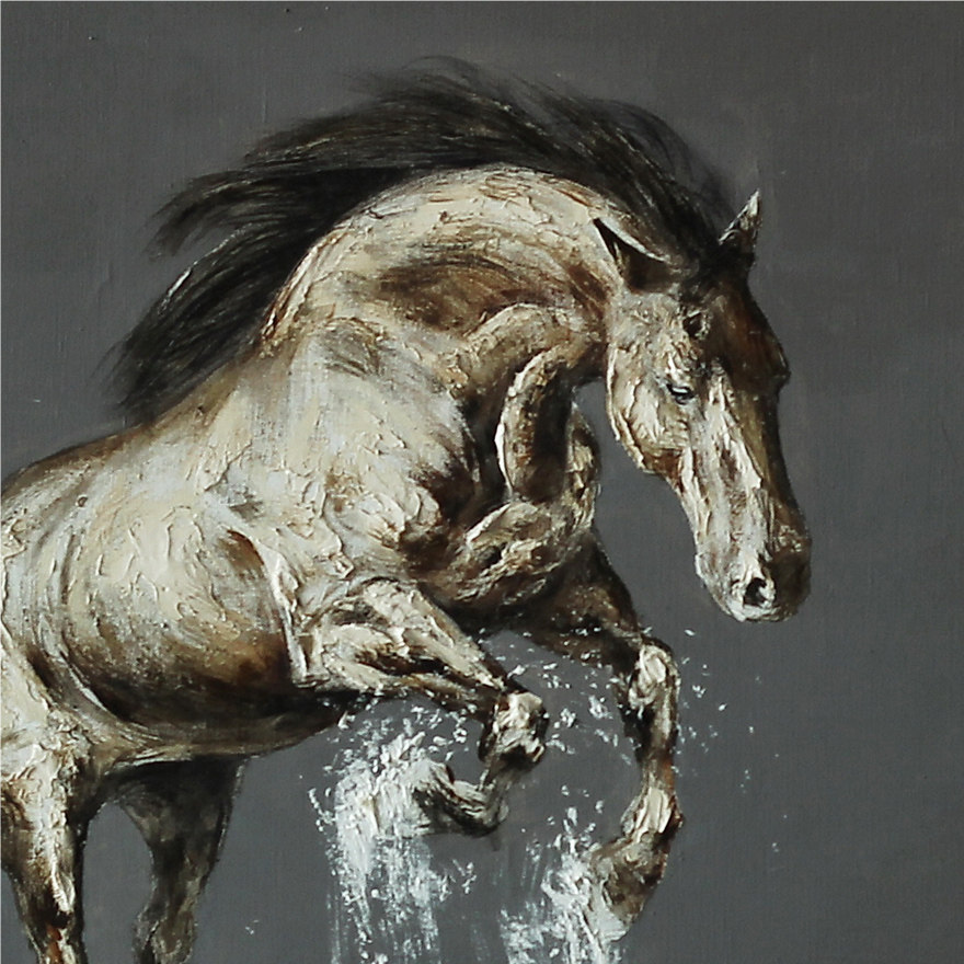 林学伟 院长教授《马踏飞雪2》布面油画