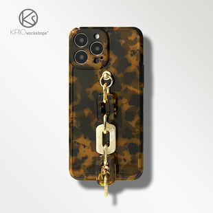 KASO新款ins欧美琥珀豹纹时尚适用于苹果14promax手机壳iPhone13全包链条11高级感防摔小众12软壳xs网红个性