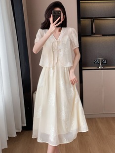 新中式国风套装2024新款夏季旗袍改良年轻款少女吊带连衣裙小个子