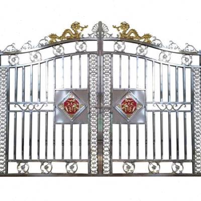 00新款新中式铁艺庭院门别墅大门不锈钢花园铝合金电动单双开院子门已