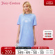 Juicy Couture橘滋春夏季女装2024新款蓝天刺绣毛巾短袖连衣裙子