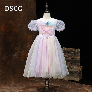 爱莎公主裙子新款女童冰雪奇缘爱沙艾莎带翅膀儿童生日礼服连衣裙
