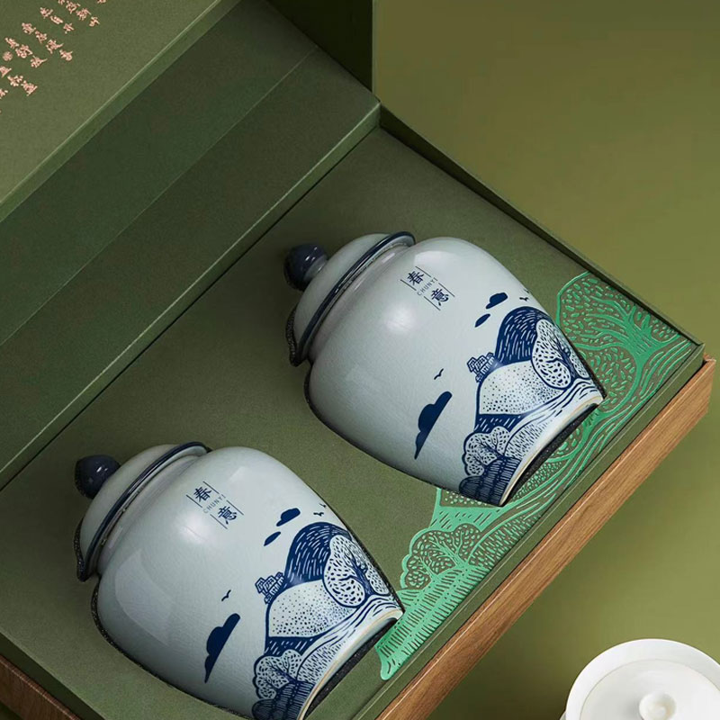 新款高档陶瓷罐茶叶包装盒空礼盒绿茶龙井碧螺春通用礼盒装空盒子