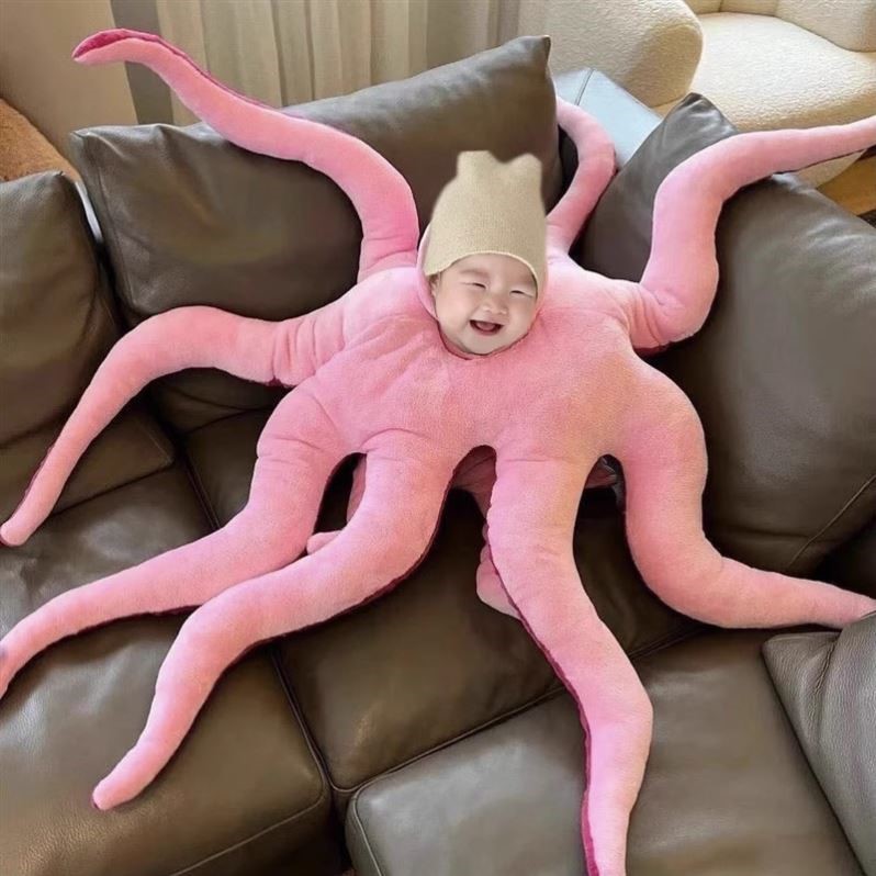 网红宝宝搞怪八爪鱼装扮玩偶服套头防摔防歪毛绒玩具可爱拍照章鱼