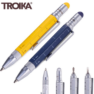 德国TROIKA多功能圆珠笔短款便携小号超短迷你口袋笔螺丝刀触屏笔