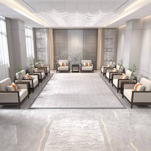 新中式会议室实木沙发组合贵宾接待商务办公洽谈会客区家具定制