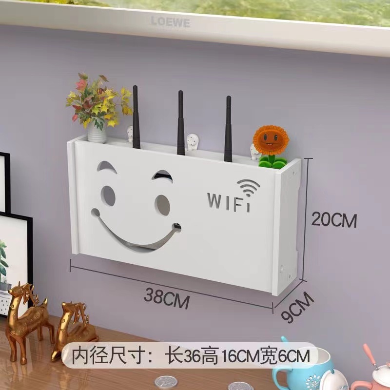 挂墙式路由器wifi收纳盒挂墙客厅电线插板机顶盒置物架壁挂免打孔