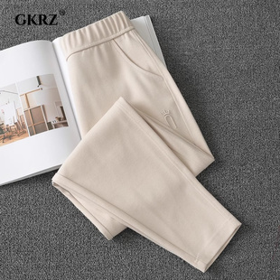 女裤春夏季含棉运动裤2024年新款休闲宽松显瘦哈伦裤白色高端卫裤