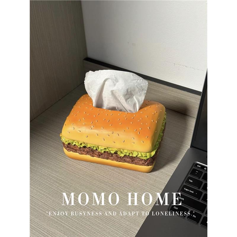 MOMO HOME家居汉堡纸巾盒潮玩卡通创意美式复古客厅抽纸盒