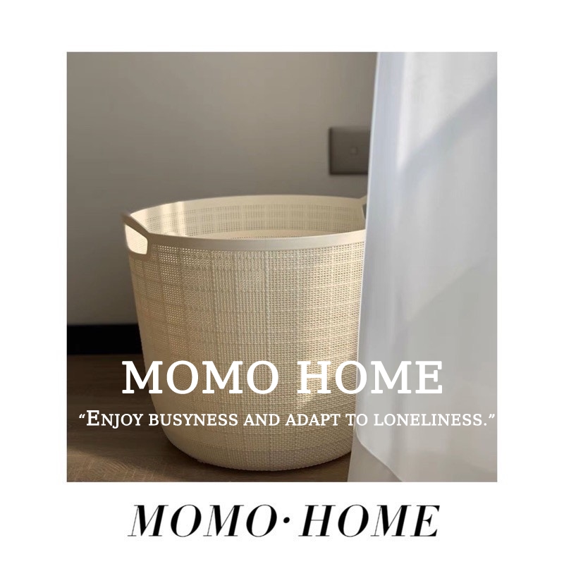 MOMO HOME家居麻布纹塑料脏衣篮卫生间收纳筐阳台收纳篮洗衣篮