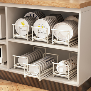 放碗碟子盘子收纳架小型窄厨房置物架家用橱柜内碟架子碗架多功能