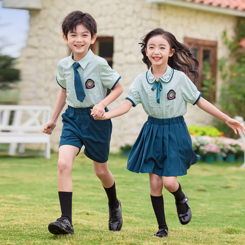 夏季短袖中小学生校服英伦风夏装幼儿园园服定制学院风表演服班服