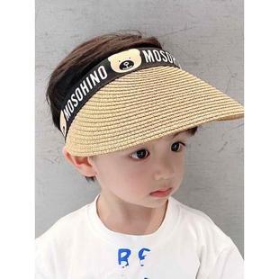儿童防晒帽男孩女童宝宝帽子夏季遮阳空顶太阳帽户外草帽男童凉帽