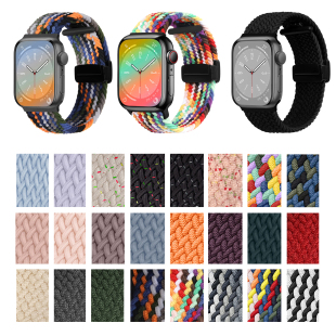 适用applewatch9苹果iwatch8手表表带s9编织s8磁吸se男女款ultra2秋冬s7高级感小众创意运动新款尼龙配件表链