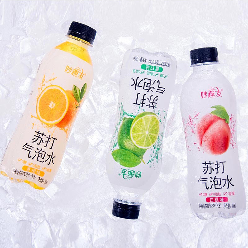 妙趣友苏打气泡水360ml*6瓶白桃青柠香橙多口味0糖0脂0卡果味饮料