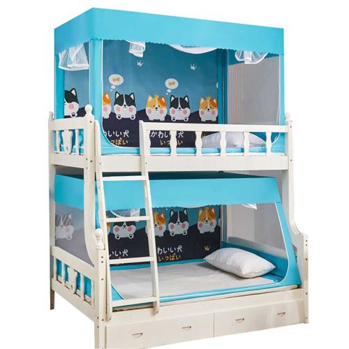 儿童上下铺床蚊帐双架双层高低床2022新款家用实木子母床专用梯形