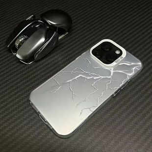 银色雷电适用苹果15promax手机壳iPhone14  电镀金属按键13 硅胶防摔12磨砂个性软壳11pro全包彩银高级15plus