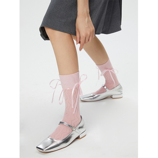 多元魅力｜夏季薄款袜子女绑带小腿袜透气镂空堆堆袜芭蕾风袜子