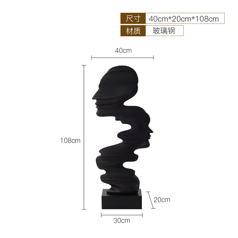 所会酒店别墅艺术品落地玄关走廊过道扭曲人物客厅大堂现代装饰品