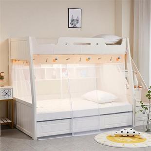 上下子母床蚊帐下铺专用上下铺儿童床卧室家用防尘带顶布梯形双层