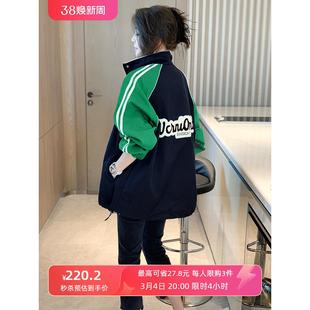 绿色休闲棒球服外套女短爆款运动小众冲锋衣夹克春季2024新款欧货