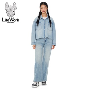 LifeWork2024年春季新款女式牛仔外套短款显瘦休闲牛仔衬衣外套