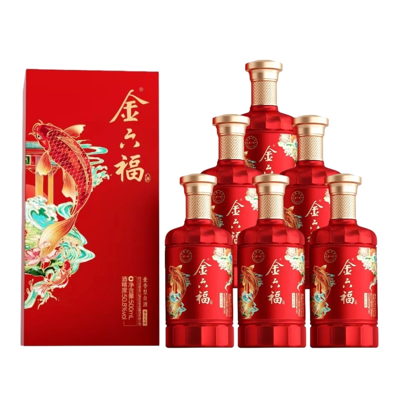 【直播】金六福福从天降兼香型白酒50.8度500ml*6瓶整箱装