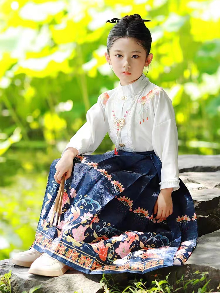 儿童马面裙套装2023年新款中国风古装超仙小女孩秋季女童汉服唐装