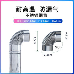 加厚不锈钢排烟管家用柴火灶烟囱土灶烟管烤火炉烟筒45度90度弯头