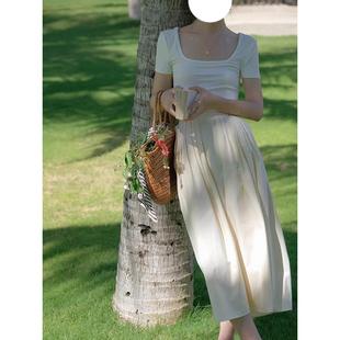 裙子仙女超仙森系半身裙法式高腰白色a字女春季2024新款显瘦伞裙