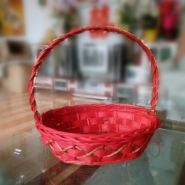 柳编水果篮中号花篮藤编收纳筐西瓜蓝手工编织菜篮藤编篮礼品果篮