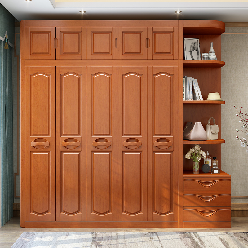 新中式实木衣柜家用卧室全实木衣橱三四五六门大小户型收纳储物柜