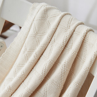 钻石纹小号夏季全棉麻花毯针织毛线办公室午睡毯 空调毛盖毯子