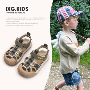 IXG童鞋男童凉鞋2024夏季新款包头透气宝宝软底儿童运动沙滩鞋子