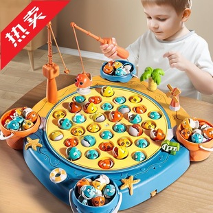 iv大号儿童钓鱼玩具电动旋转带音效磁性钓鱼竿宝宝玩具一3到6岁