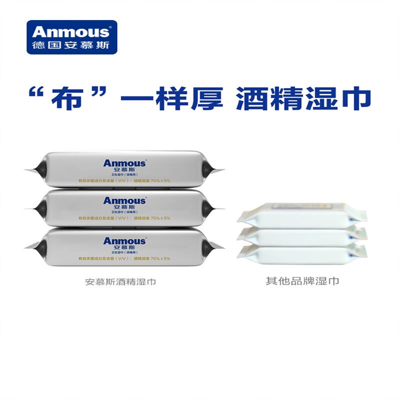 安慕斯（Anmous）75%度酒精消毒湿巾家用加厚儿童消毒专用湿巾50