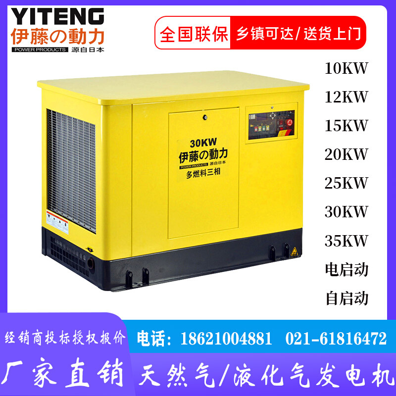 日本进口伊藤汽油发电机10KW 15 25 30千瓦天然气别墅机房全自动