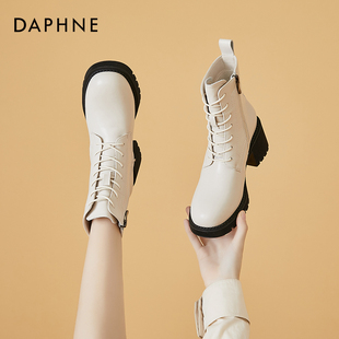 达芙妮Daphne ~马丁靴女款2023新款秋季显脚小单靴厚底瘦瘦靴短靴