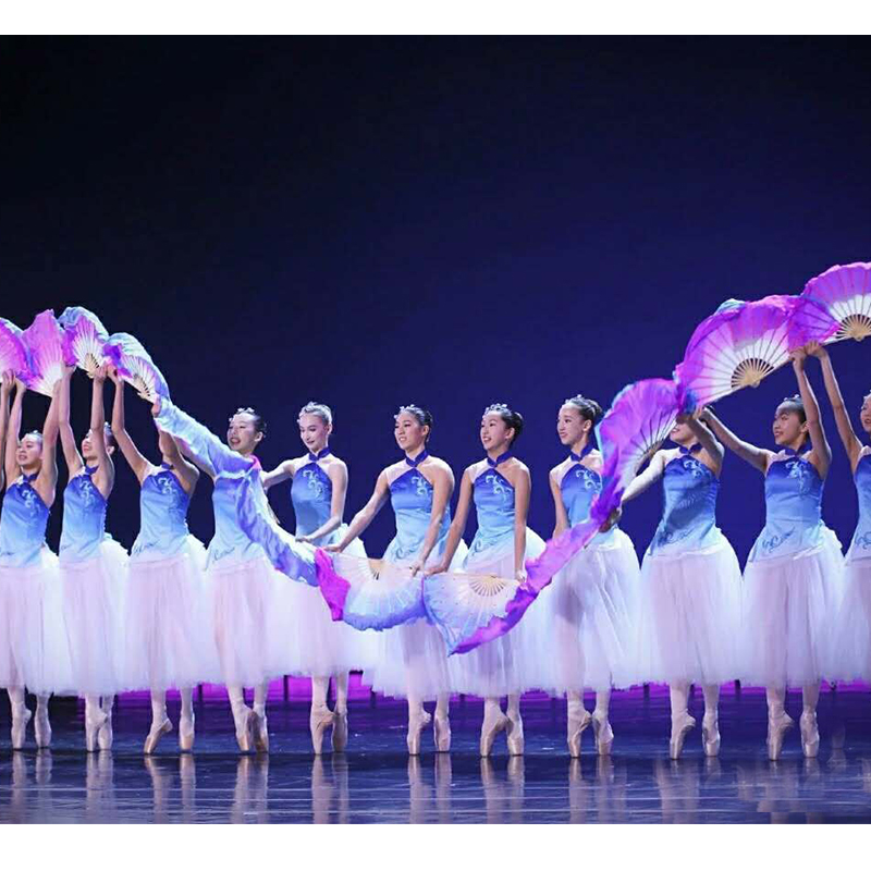 一条大河现代民族我的祖国折扇芭蕾女子组合群舞蹈服大合唱演出服
